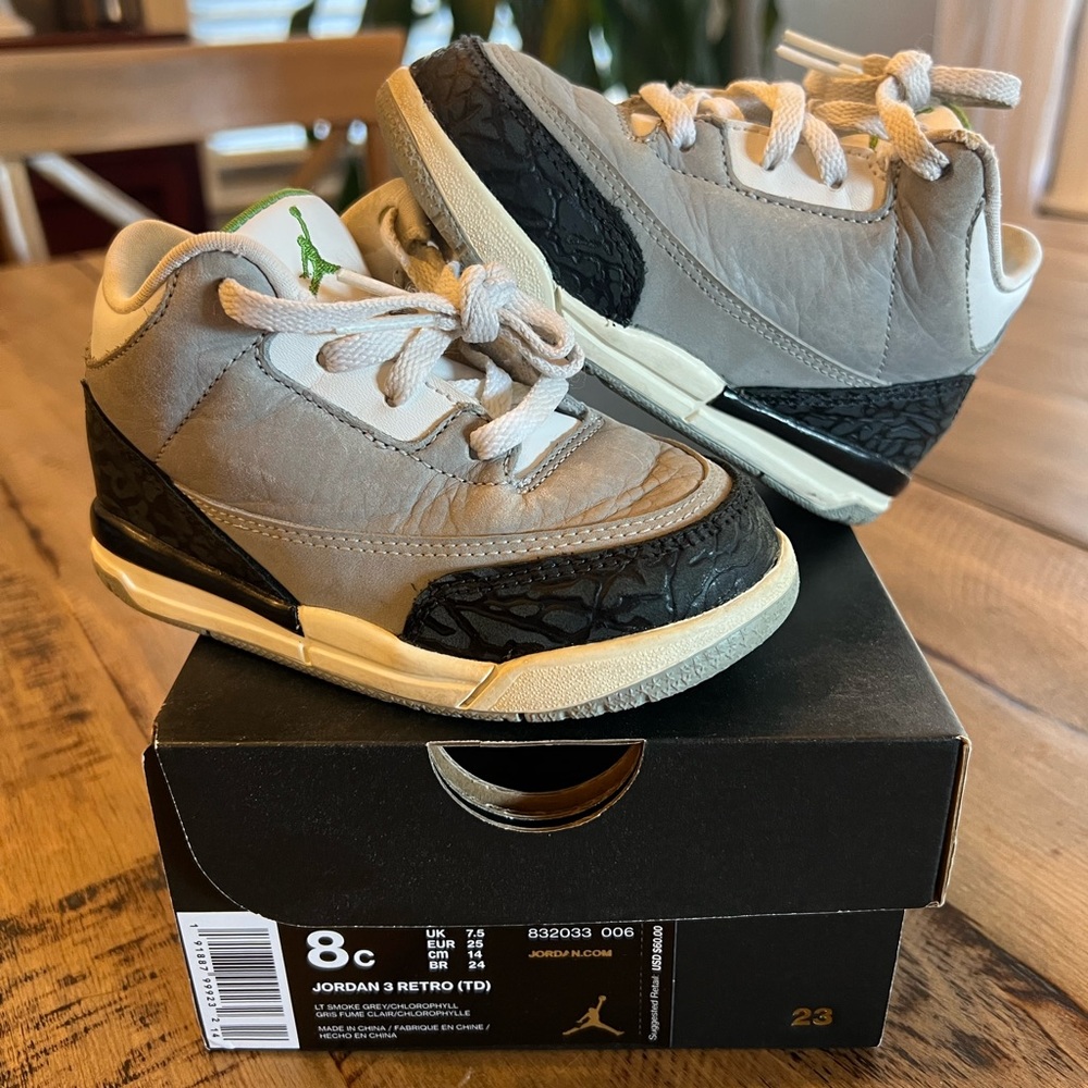 Nike Jordan 3 Retro (TD) Lt Smoke Grey/Chlorophyll 8c